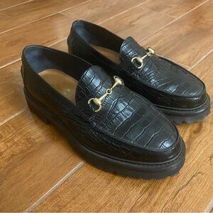 B&W Croc Horsebit Loafers – Size 7.5 (Fits 8.5)